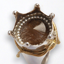 Queen - Plata 925, Oro y cuarzo dorado con rutilos